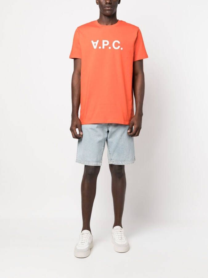 A.P.C. T-shirt met logoprint Oranje