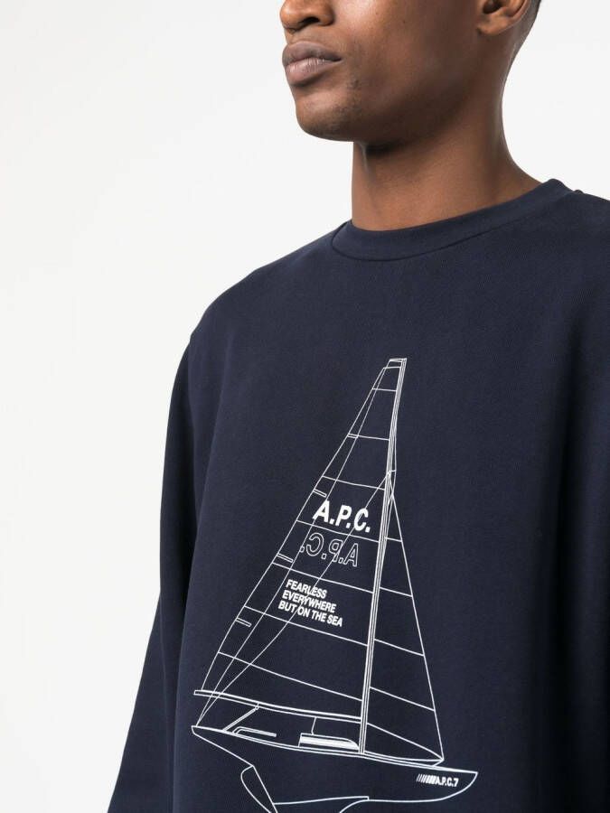 A.P.C. Sweater met logoprint Blauw