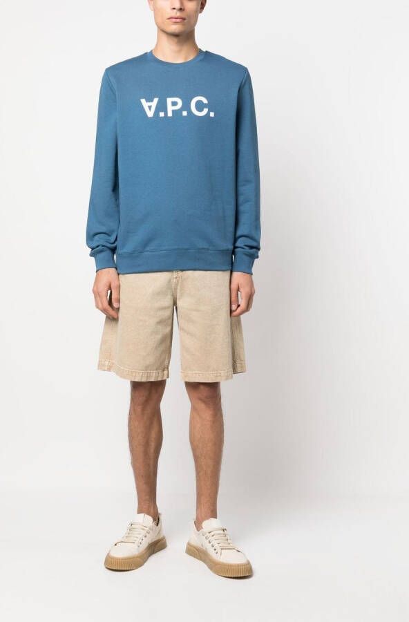 A.P.C. Sweater met logoprint Blauw