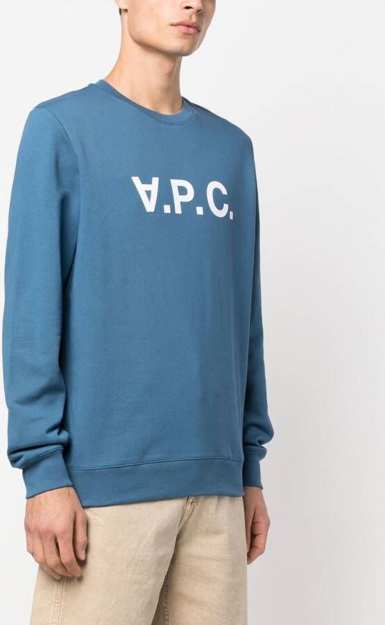 A.P.C. Sweater met logoprint Blauw