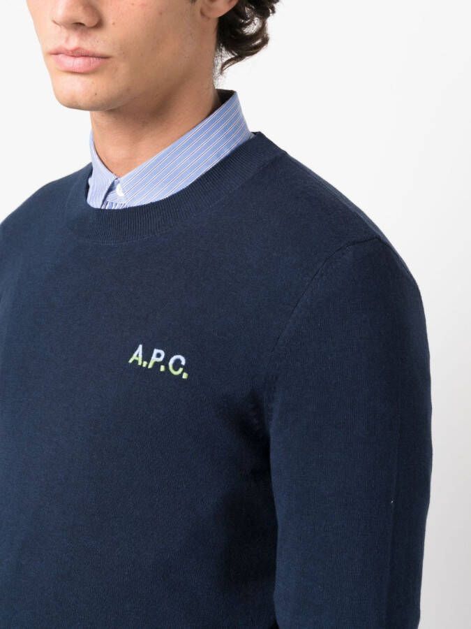 A.P.C. Poloshirt met geborduurd logo Blauw