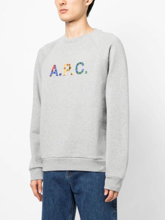 A.P.C. Shaun sweater met tartan ruit Grijs