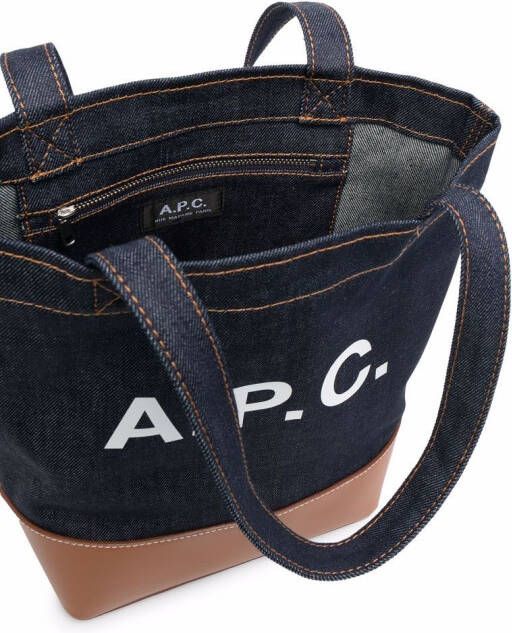A.P.C. Shopper met logoprint Blauw