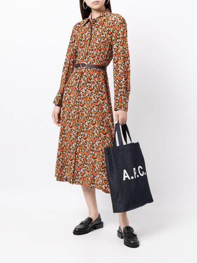 A.P.C. Shopper met logoprint Blauw