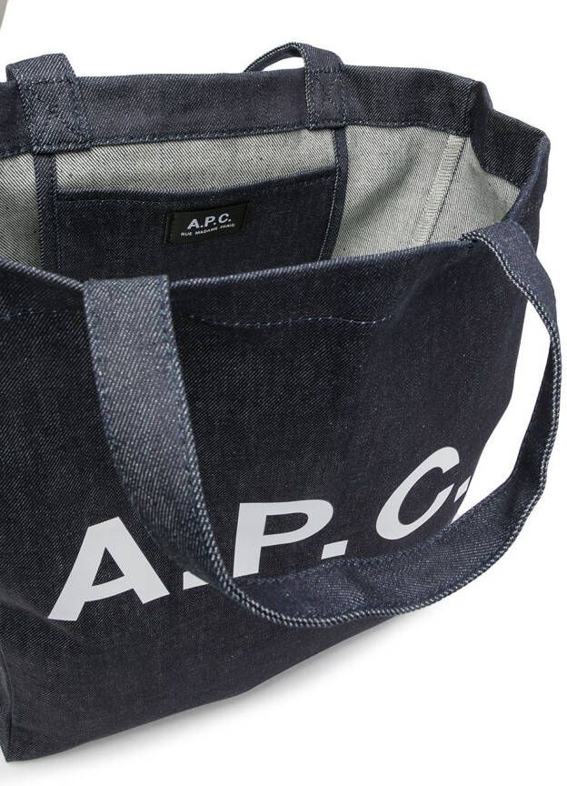A.P.C. Shopper met logoprint Blauw