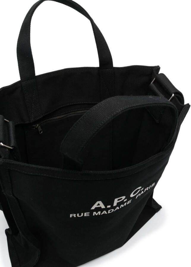 A.P.C. Shopper met logoprint Zwart