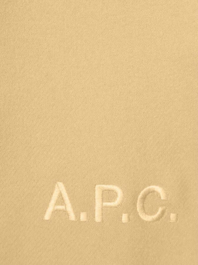 A.P.C. Sjaal met geborduurd logo Geel