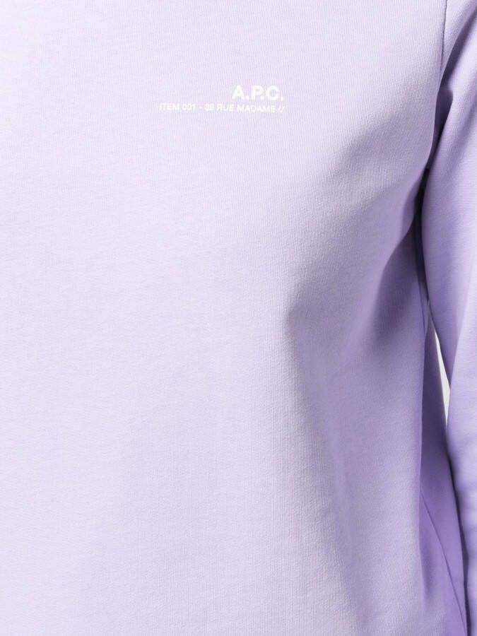 A.P.C. Sweater met geborduurd logo Paars