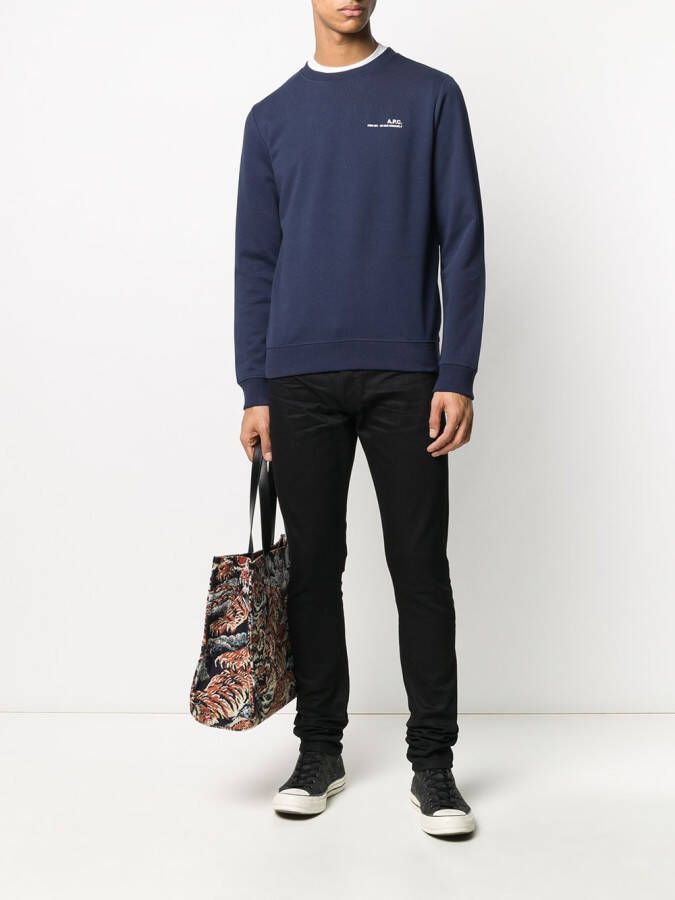 A.P.C. Sweater met logo Blauw