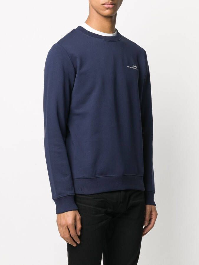 A.P.C. Sweater met logo Blauw