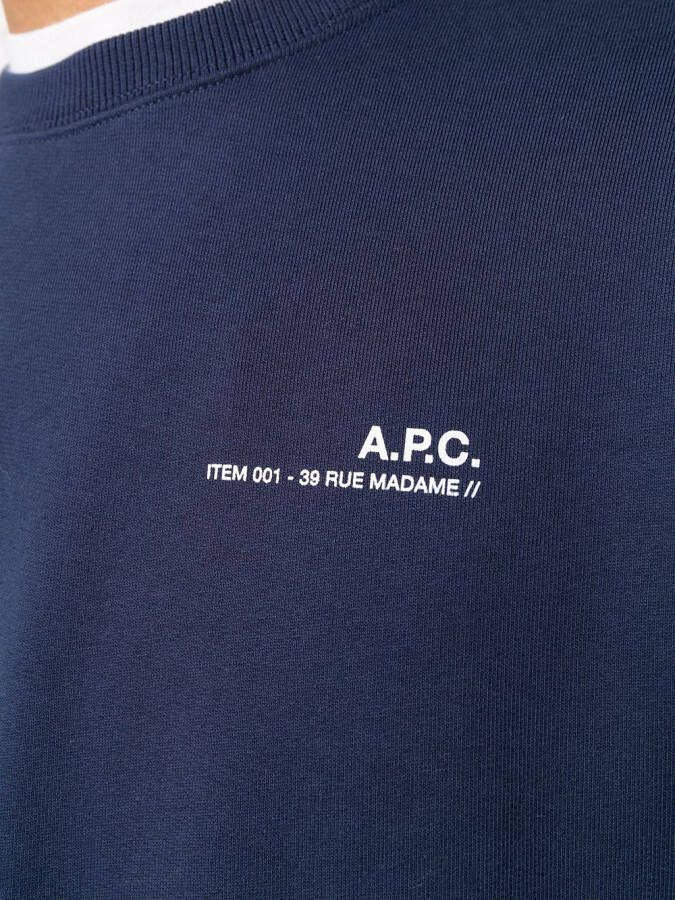 A.P.C. Sweater met logo Blauw