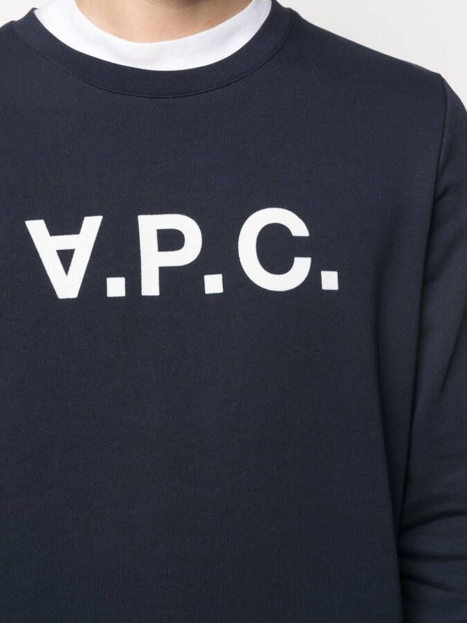A.P.C. Sweater met logoprint Blauw