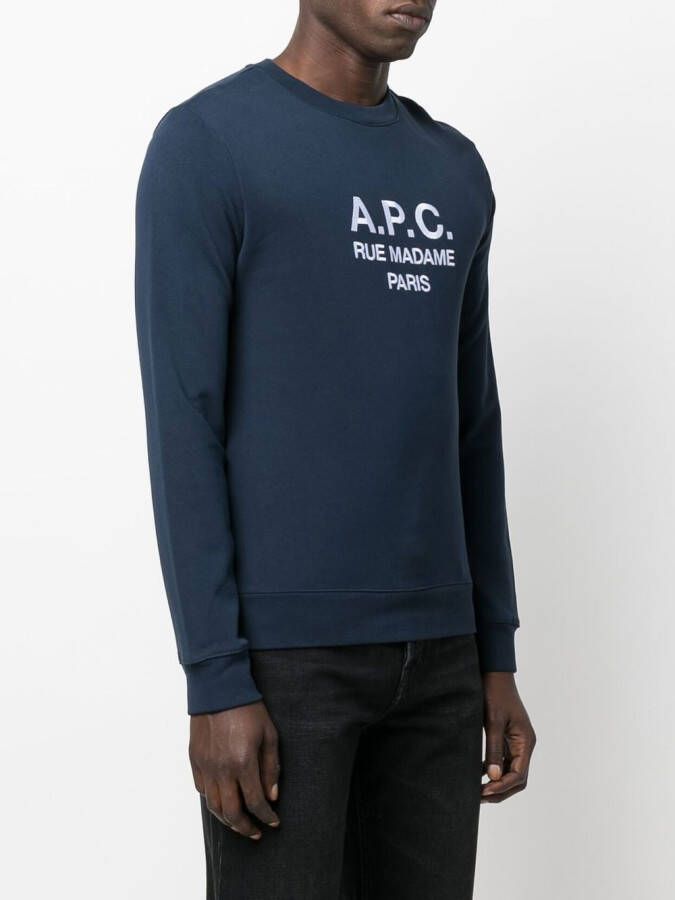 A.P.C. Sweater met geborduurd logo Blauw