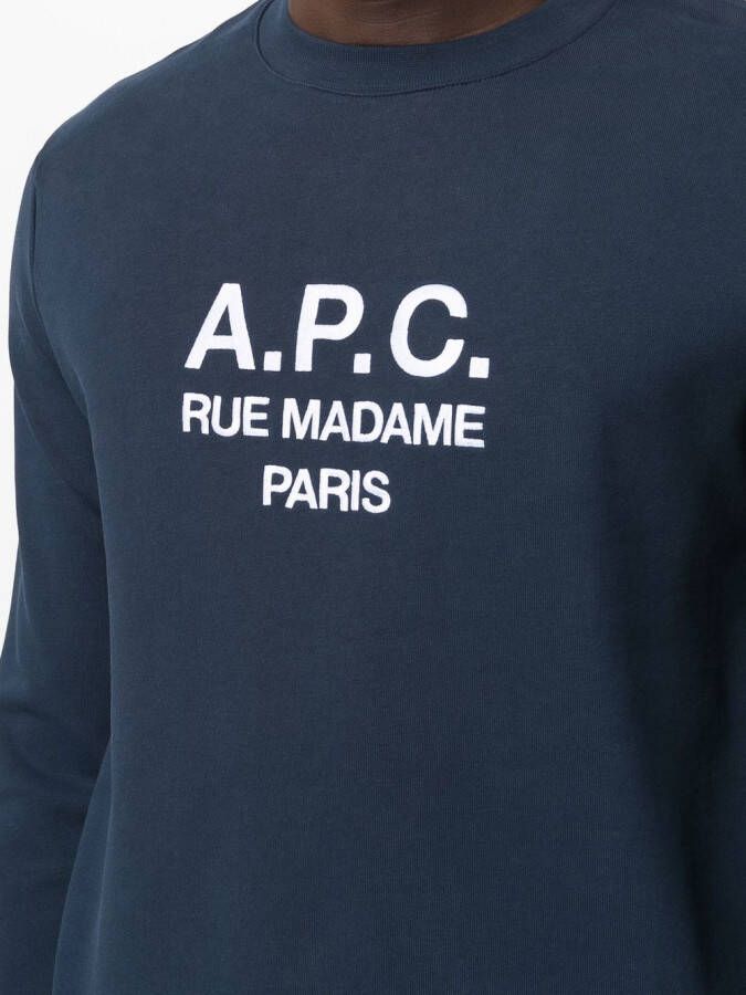 A.P.C. Sweater met geborduurd logo Blauw