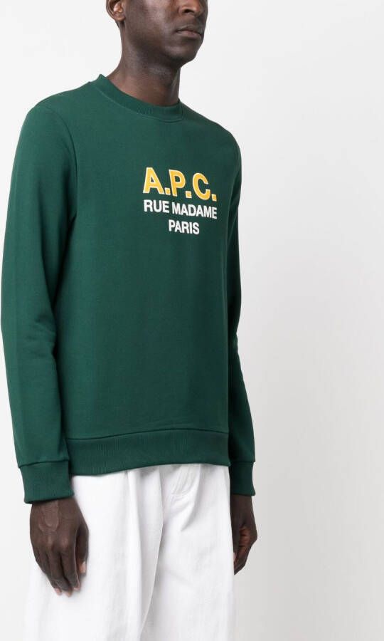 A.P.C. Sweater met logoprint Groen