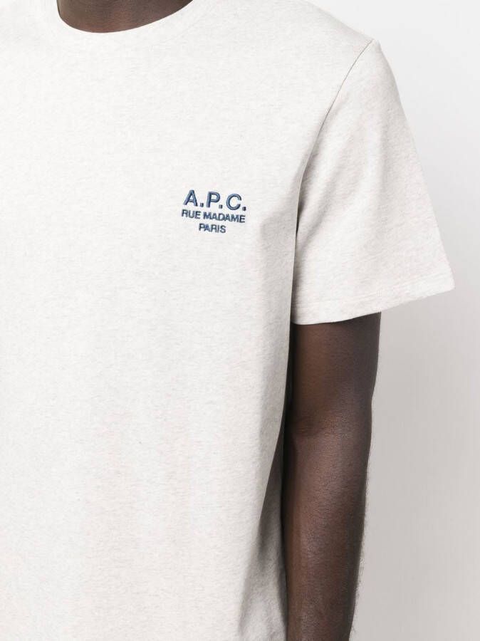A.P.C. T-shirt met geborduurd logo Grijs