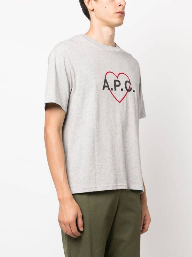 A.P.C. T-shirt met hart logo Grijs