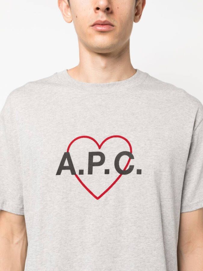 A.P.C. T-shirt met hart logo Grijs