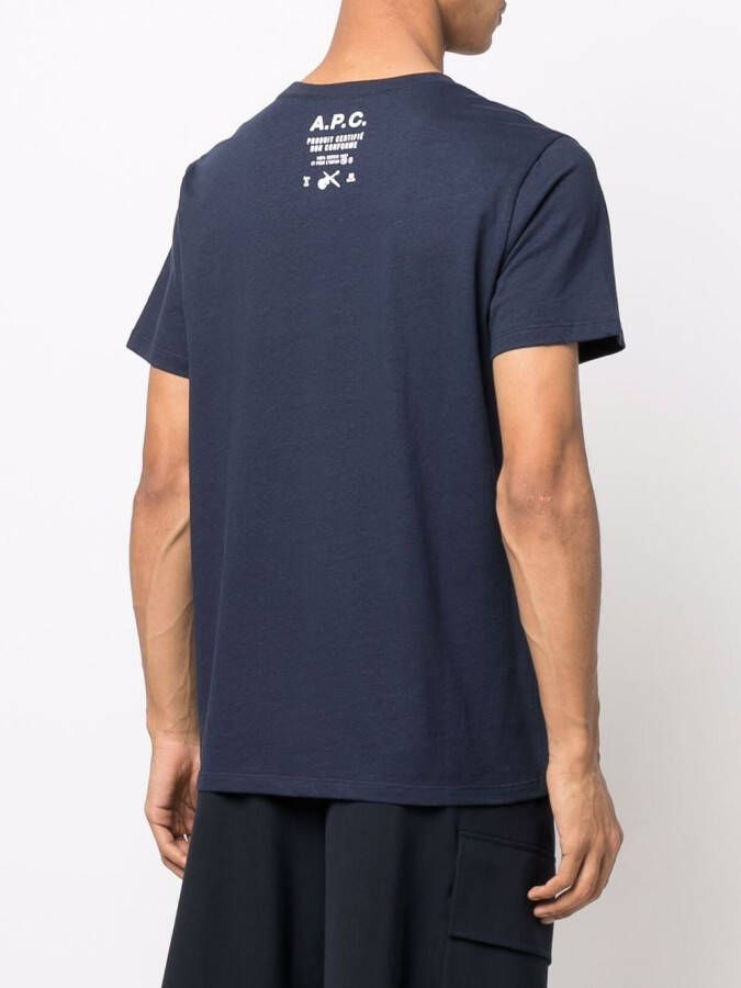 A.P.C. T-shirt met logo Blauw