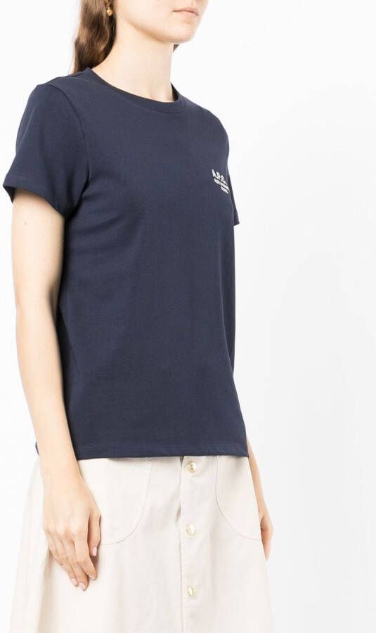 A.P.C. T-shirt met logoprint Blauw