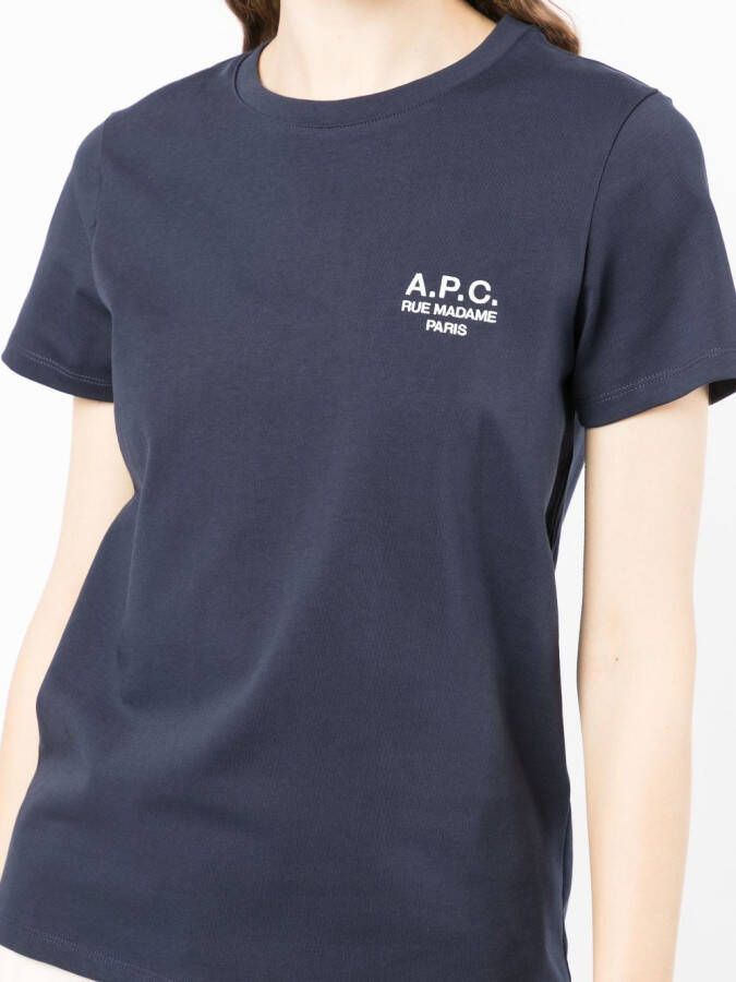 A.P.C. T-shirt met logoprint Blauw