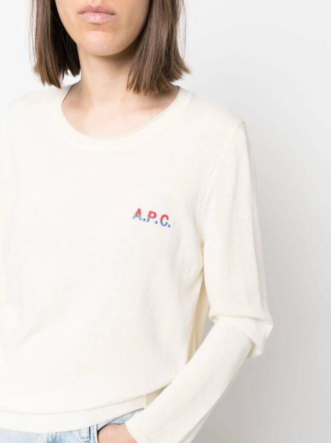 A.P.C. Trui met geborduurd logo Beige