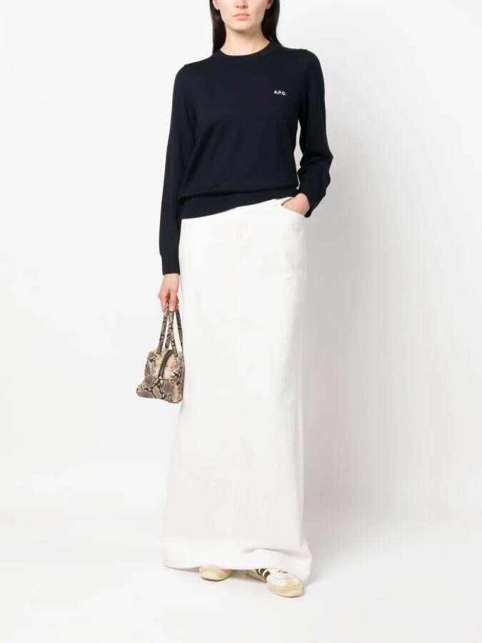 A.P.C. Trui met geborduurd logo Blauw