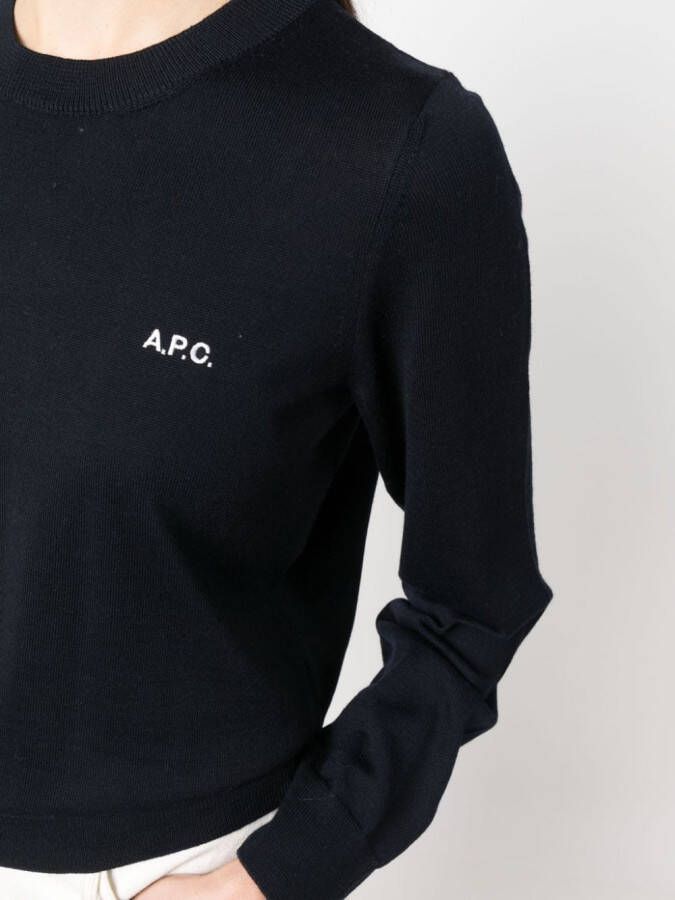 A.P.C. Trui met geborduurd logo Blauw