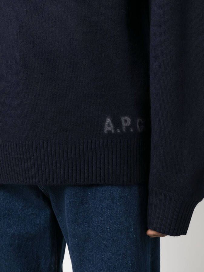 A.P.C. Trui met logoprint Blauw