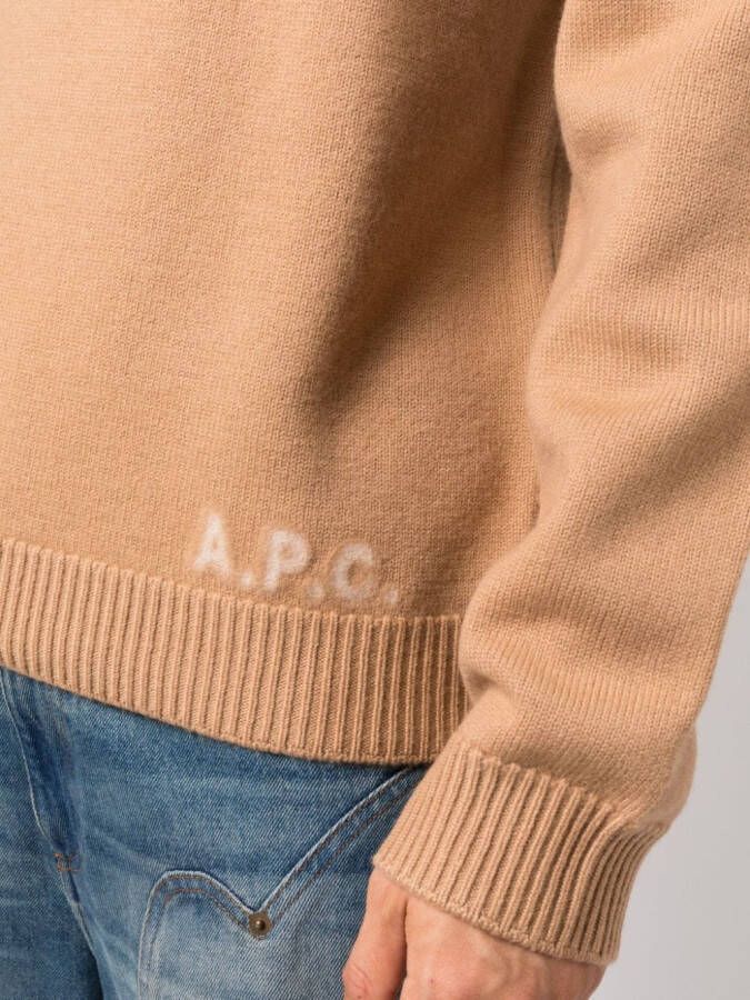 A.P.C. Trui met logoprint Bruin
