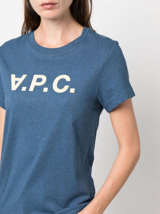 A.P.C. T-shirt met logo Blauw
