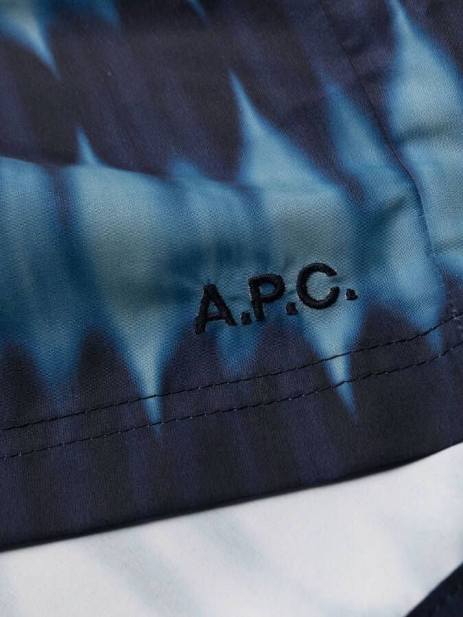 A.P.C. Zwembroek met tie-dye print Blauw