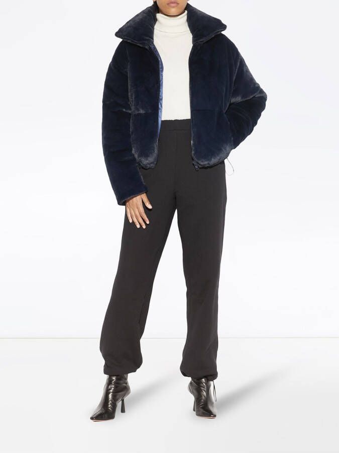Apparis Donsjack van imitatiebont Blauw