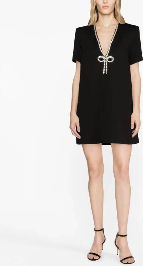 AREA Mini-jurk met V-hals Zwart