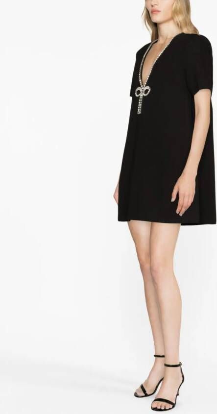 AREA Mini-jurk met V-hals Zwart