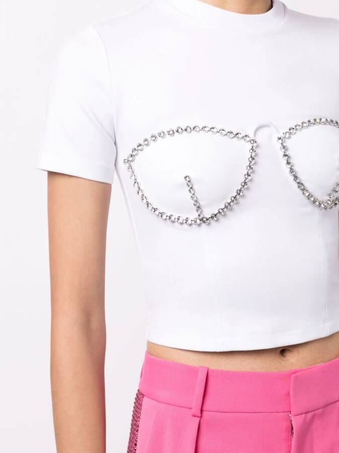 AREA T-shirt verfraaid met kristallen Wit