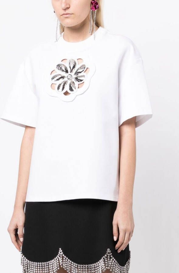 AREA T-shirt verfraaid met edelstenen Wit