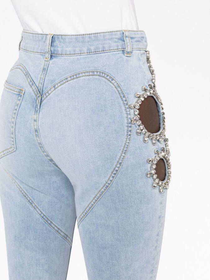 AREA Jeans verfraaid met kristallen Blauw