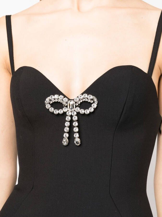 AREA Mini-jurk verfraaid met kristallen Zwart