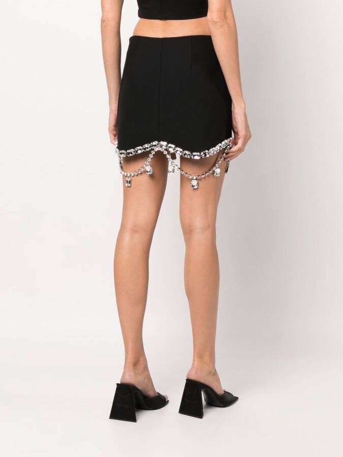 AREA Mini-rok verfraaid met kristallen Zwart