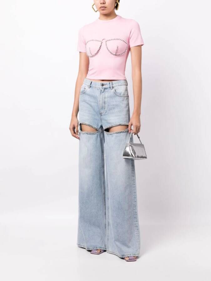 AREA T-shirt verfraaid met kristallen Roze