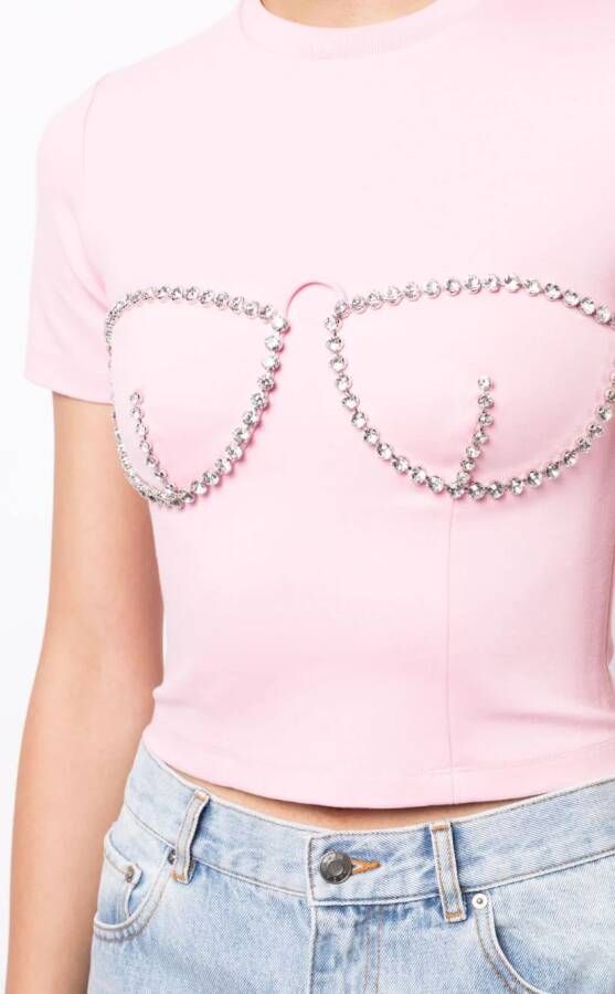 AREA T-shirt verfraaid met kristallen Roze