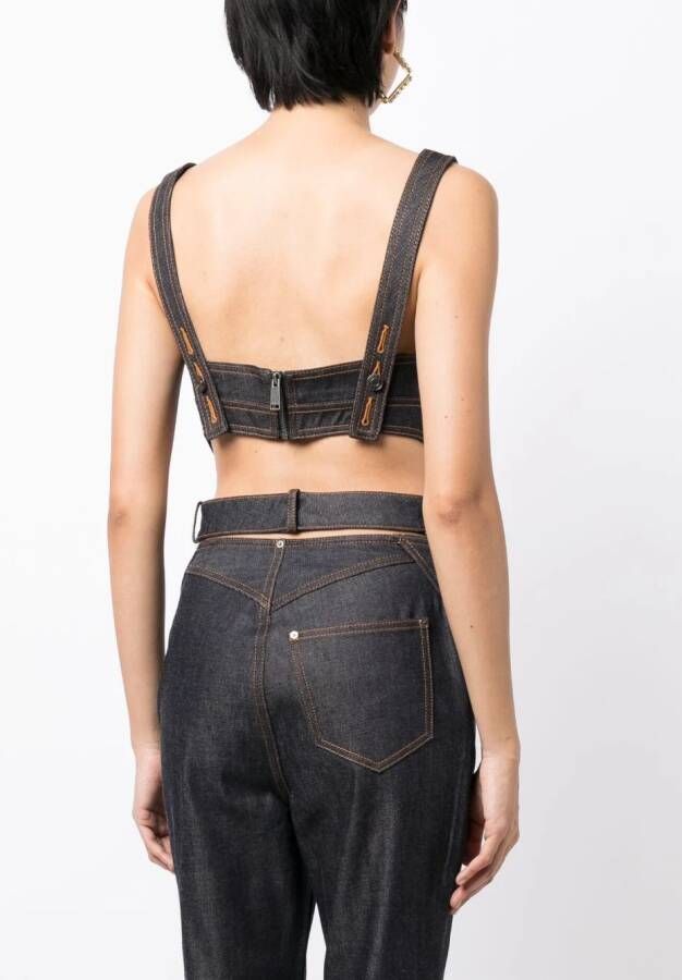 AREA Tanktop verfraaid met kristallen Blauw