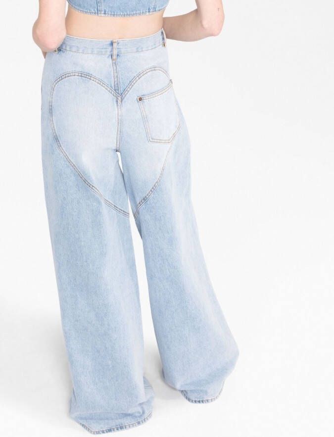 AREA Jeans met wijde pijpen Blauw