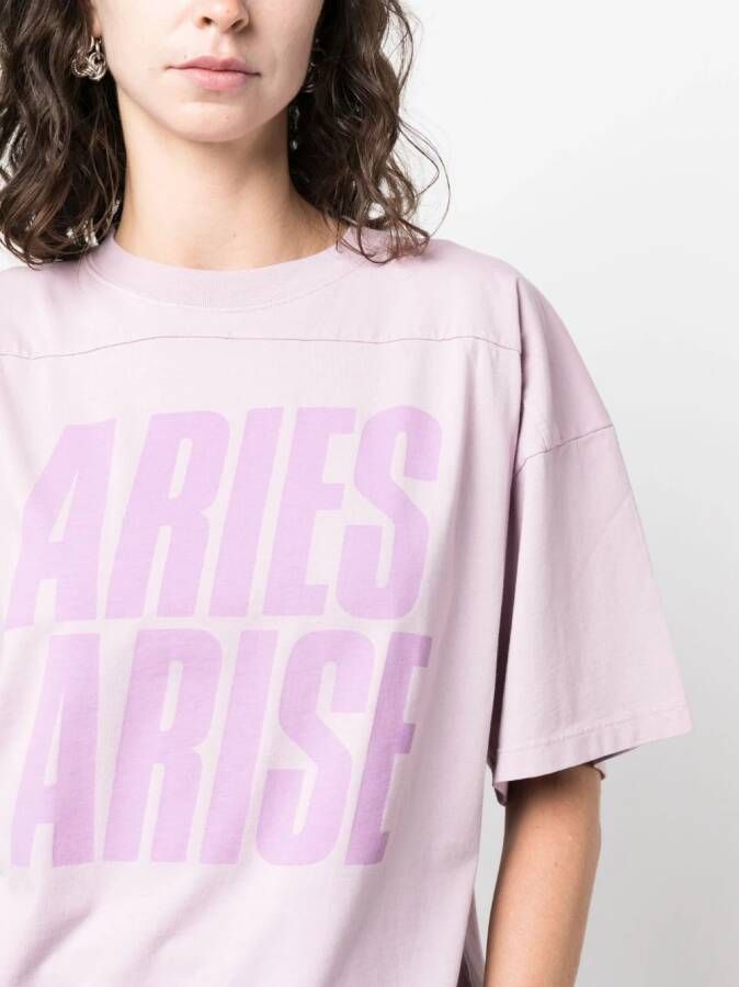 Aries T-shirt met logoprint Paars