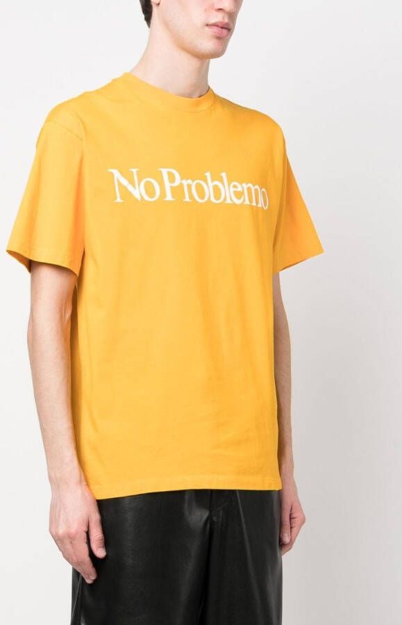 Aries T-shirt met tekst Oranje