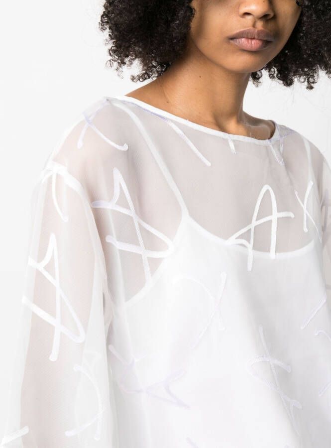 Armani Exchange Semi-doorzichtige blouse Wit