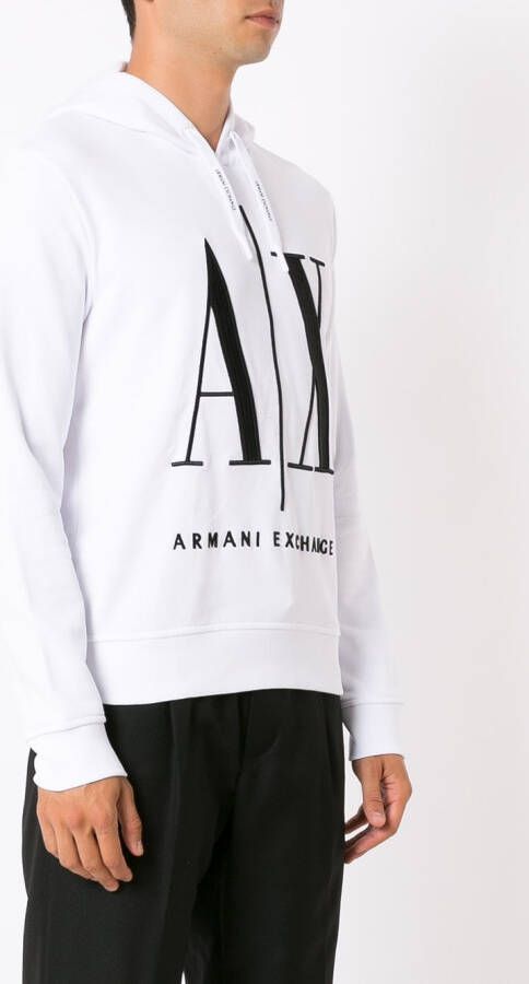 Armani Exchange Hoodie met geborduurd logo Wit