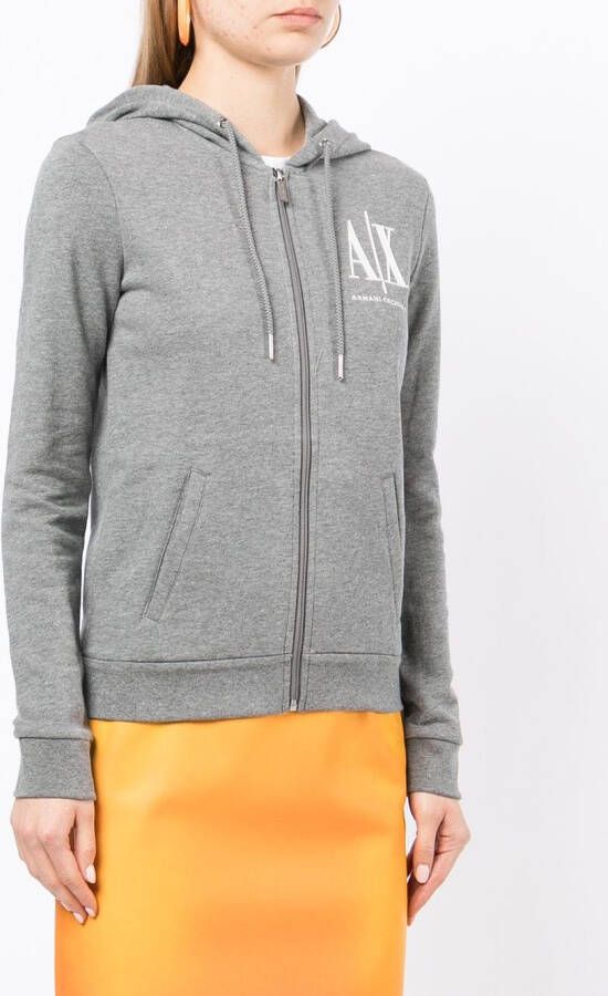Armani Exchange Hoodie met logoprint en rits Grijs