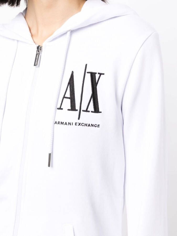 Armani Exchange Hoodie met logoprint Wit